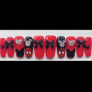 Red and Black Mickey Mouse Nail Set